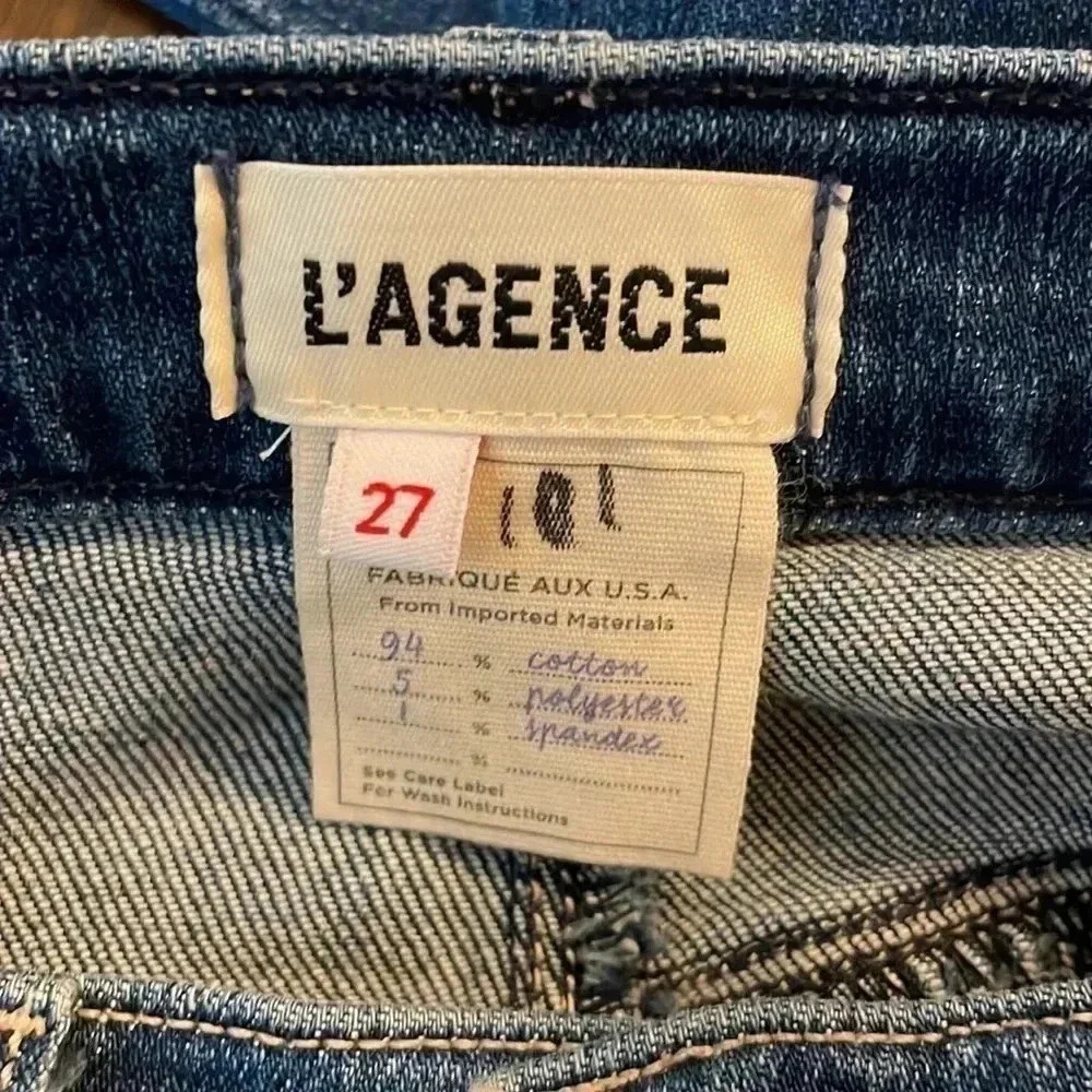 L'Agence Harris High Rise Cropped Straight Leg Jeans Released Hem Fray Jeans - Picture 5 of 6